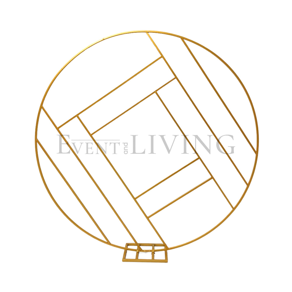 Gold metal round geometric frame | H180